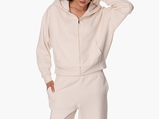CloudSoft Zip Up Hoodie in Bone